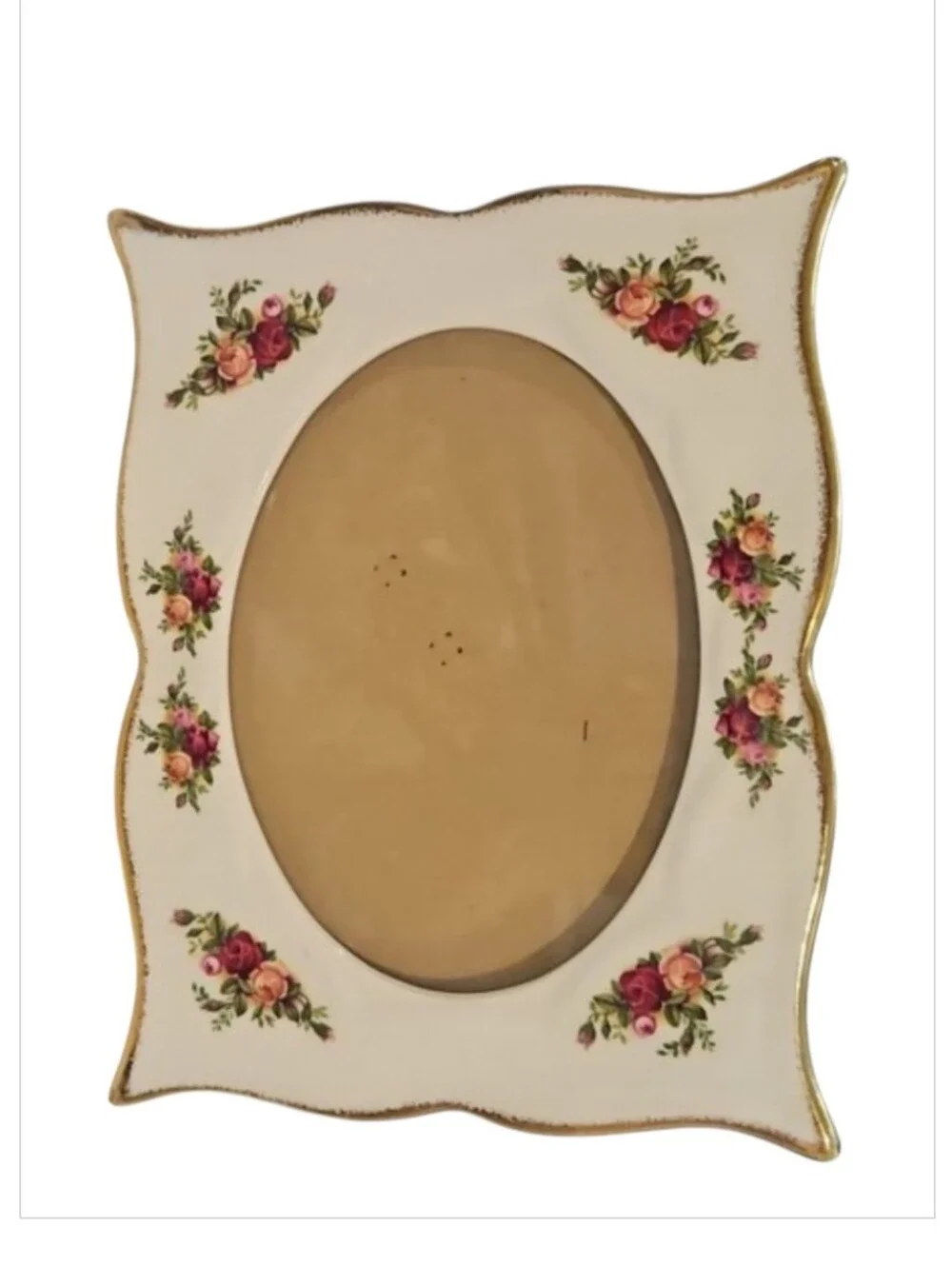 Vintage Royal Albert Old Country Roses Scalloped China Picture Frame - England